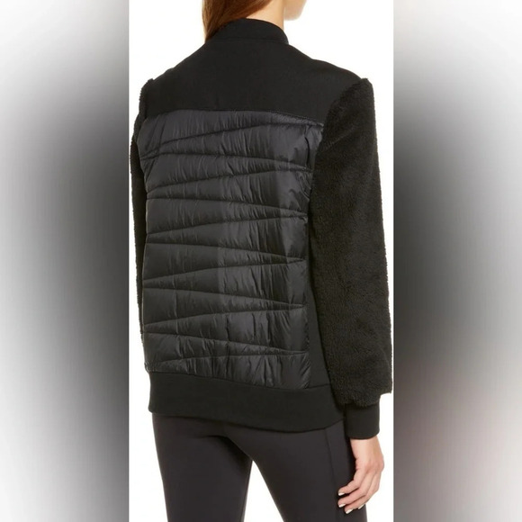 Zella Mixed Media Quilted & Sherpa Cozy Jacket in Black - NEW - Size Large - Picture 2 of 11